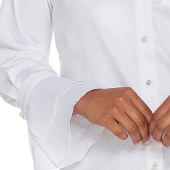 Belle by Kim Gravel Ruffled Sleeve Shirt with Pearl Buttons  15970 - Picture 2 of 2